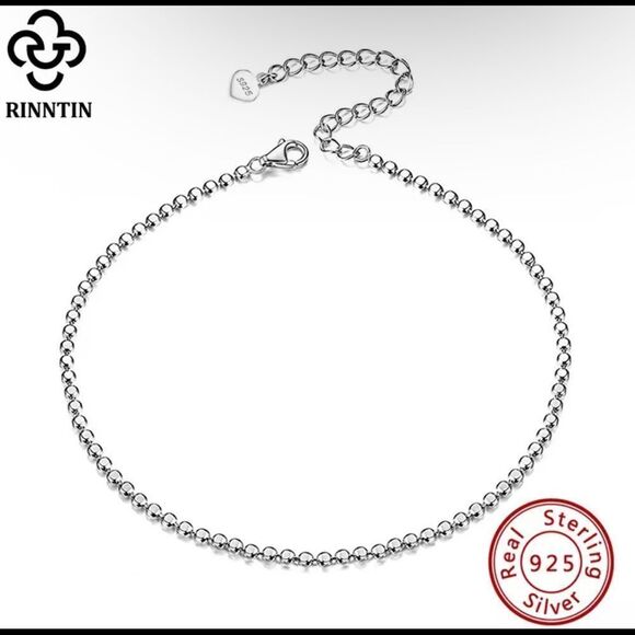 925 Sterling Silver Beads Anklets Foot Bracelet - Picture 1 of 5